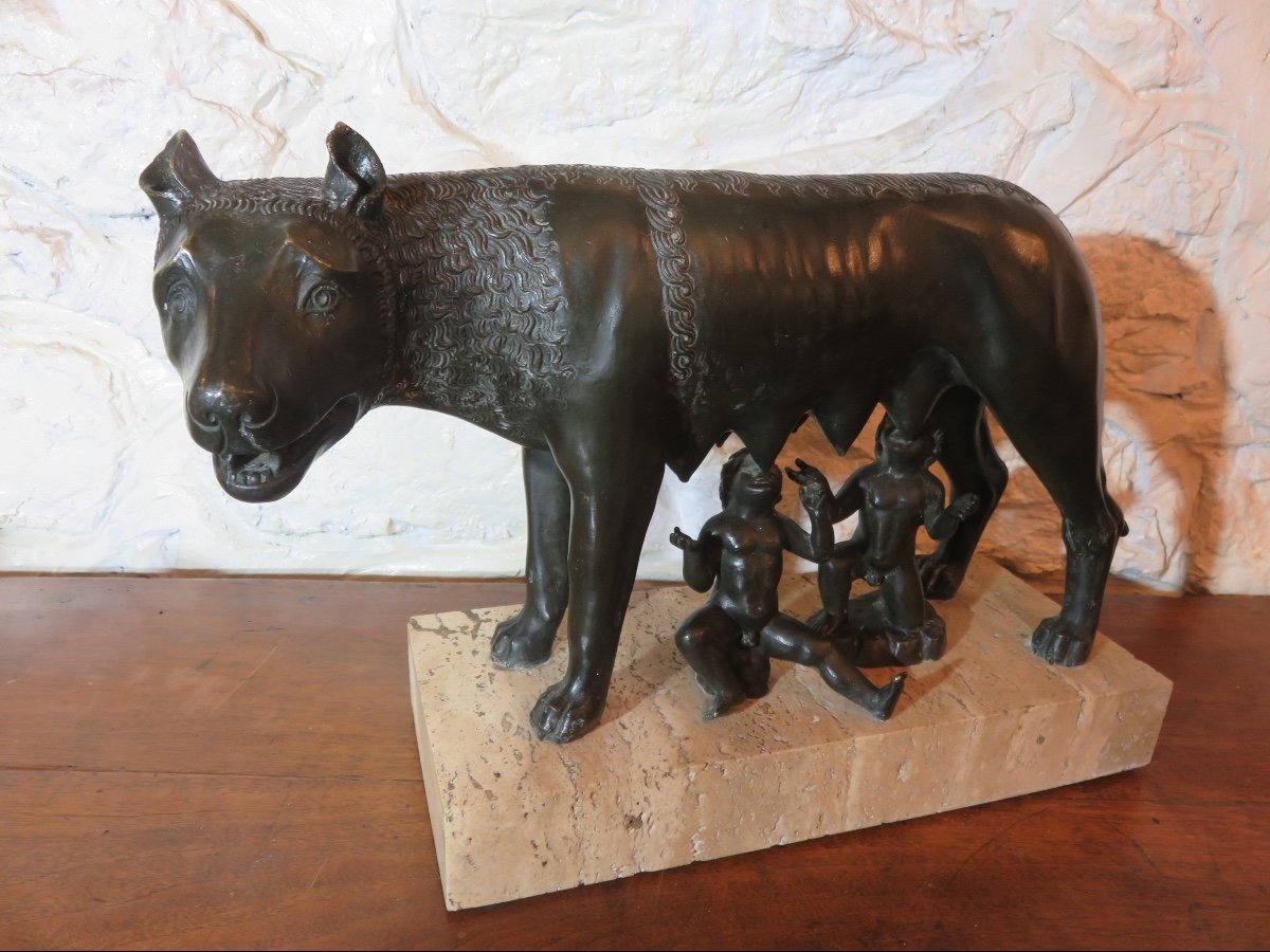 Animal Bronze After Antonio Pollaiuolo "the Capitoline Wolf" 20th Century-photo-4