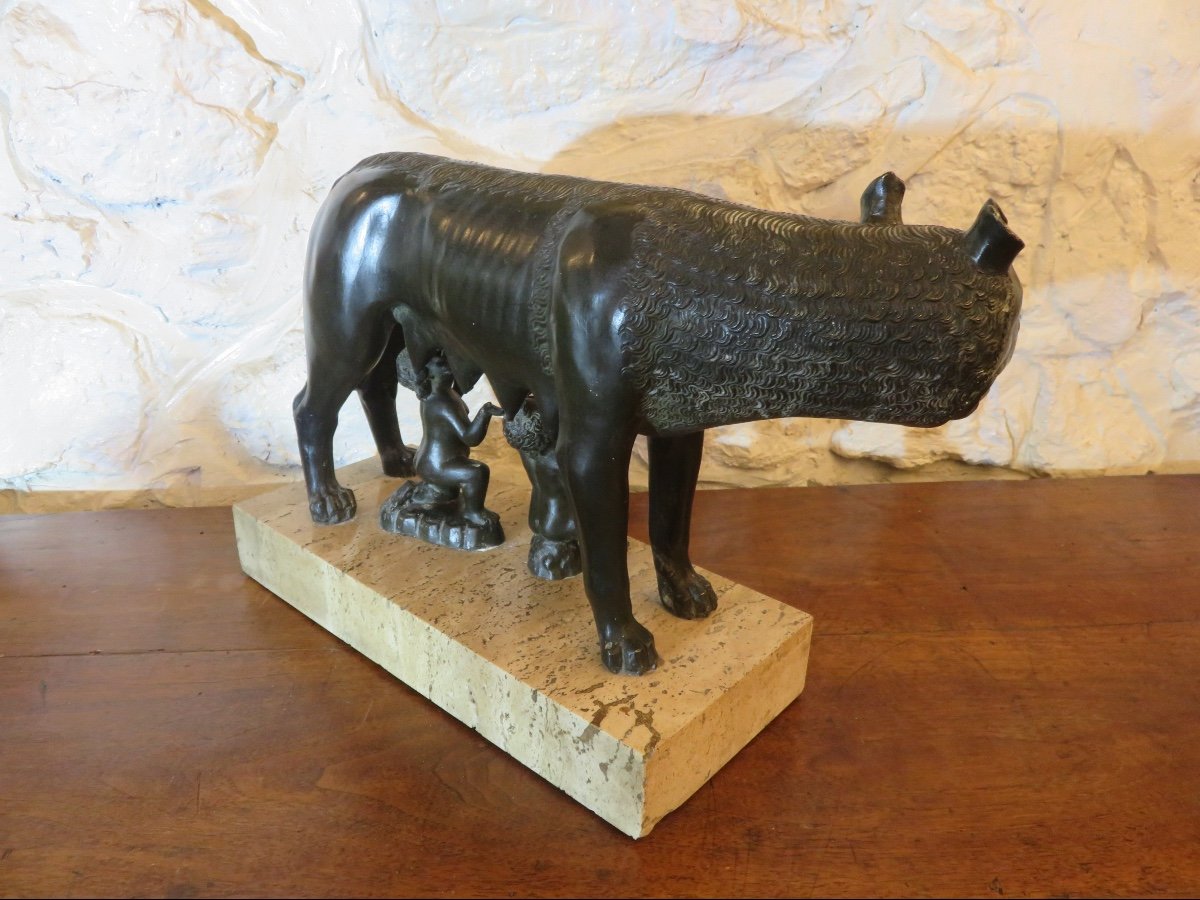 Animal Bronze After Antonio Pollaiuolo "the Capitoline Wolf" 20th Century-photo-4