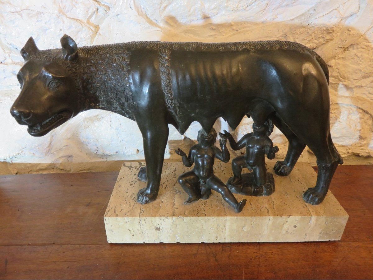 Animal Bronze After Antonio Pollaiuolo "the Capitoline Wolf" 20th Century-photo-7