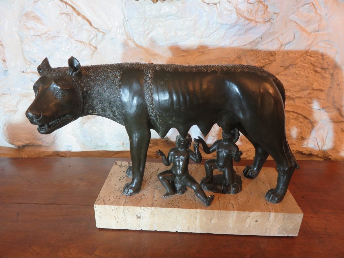 Animal Bronze After Antonio Pollaiuolo "the Capitoline Wolf" 20th Century