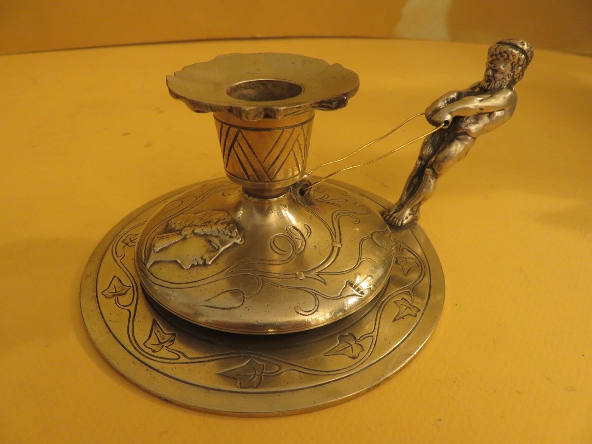 1900s Bronze Hand Candle Holder-photo-2