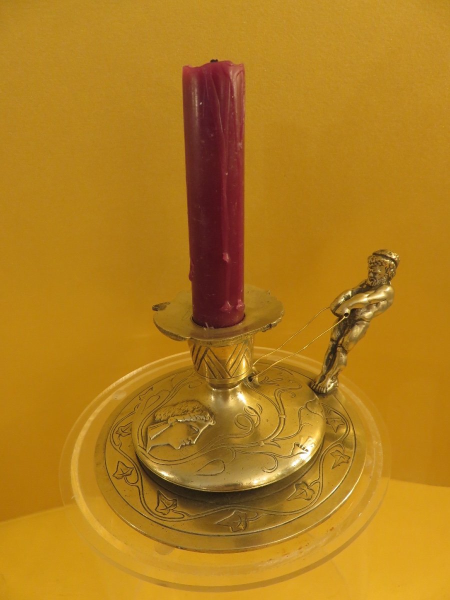 1900s Bronze Hand Candle Holder-photo-2