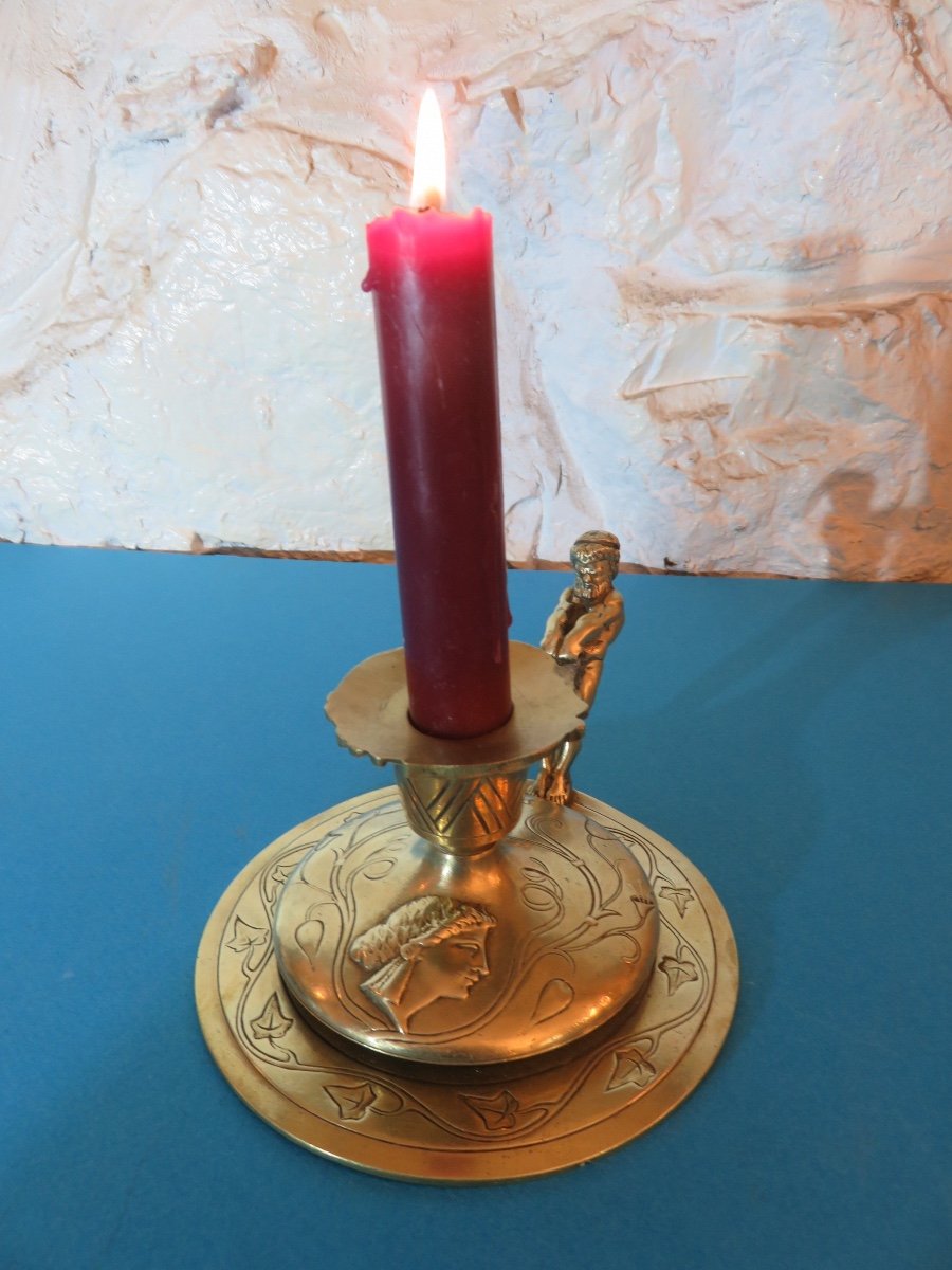 1900s Bronze Hand Candle Holder-photo-6