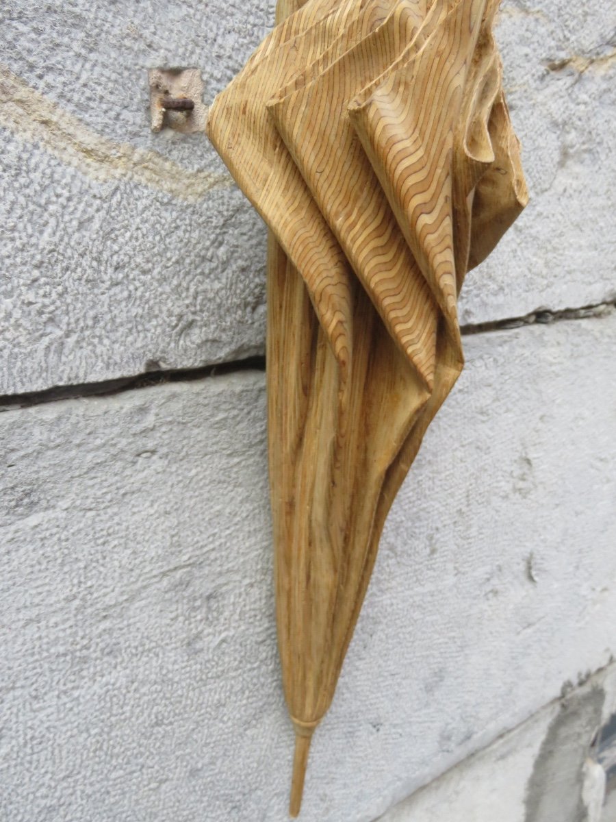 Wooden Sculpture, Trompe l'Oeil, "umbrella" By Guy Burais (1911-2004)-photo-7