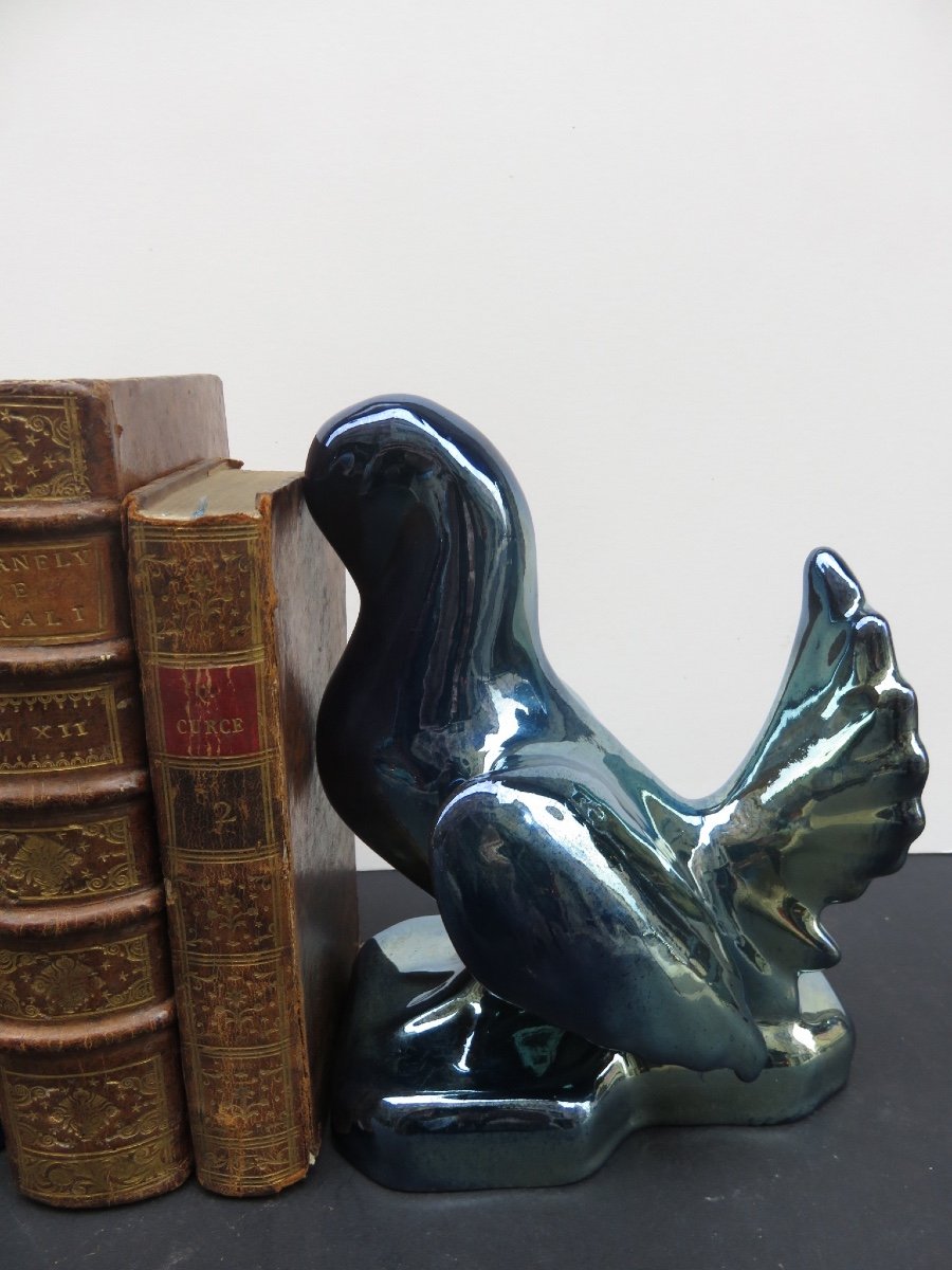 Pair Of Bookends: Turtledoves In Flamed Stoneware From Rambervillers-photo-6