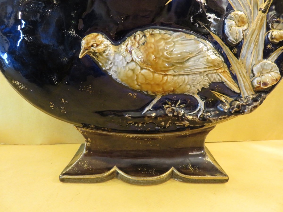 Oval-bodied Vase With Partridge Decoration By Hyppolite Boulenger & Cie In Choisy-le-roi, 19th Century-photo-7