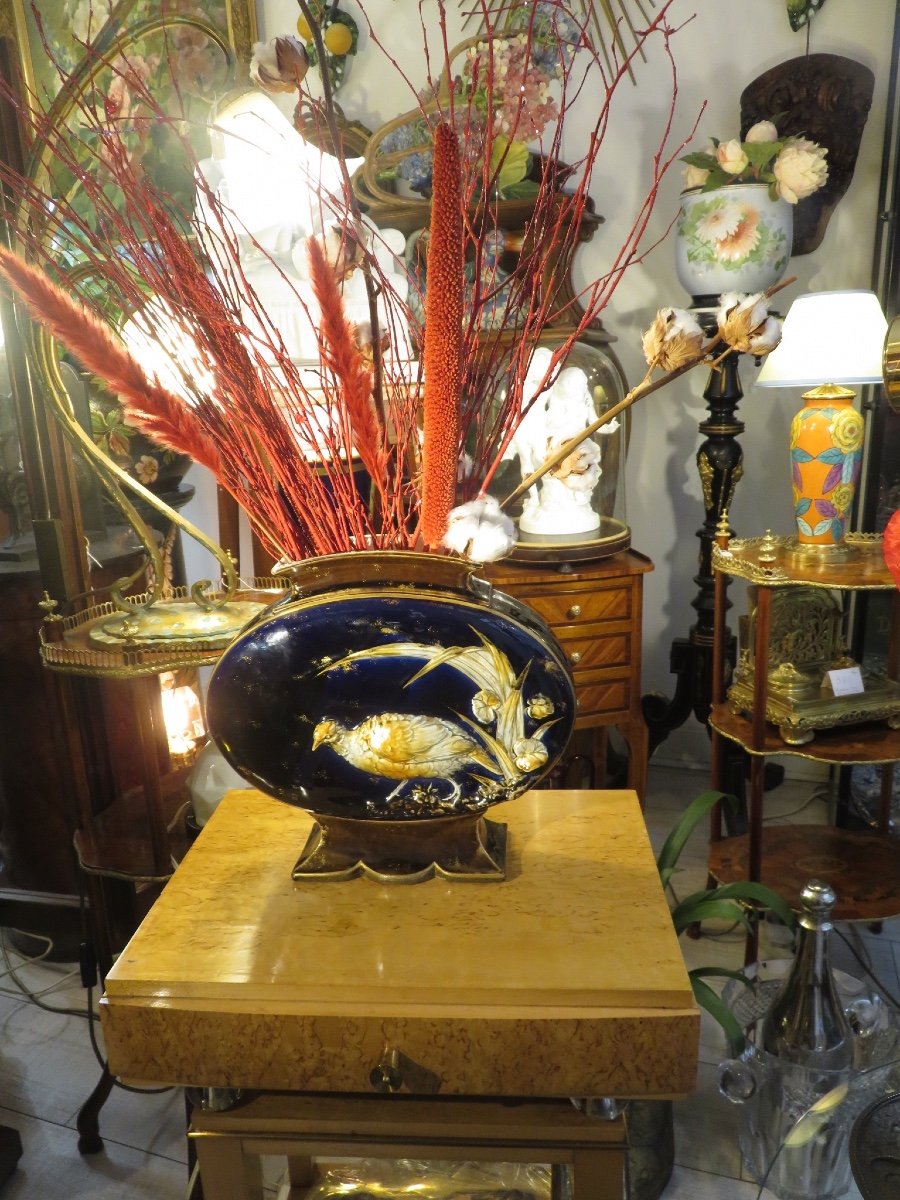 Oval-bodied Vase With Partridge Decoration By Hyppolite Boulenger & Cie In Choisy-le-roi, 19th Century-photo-8