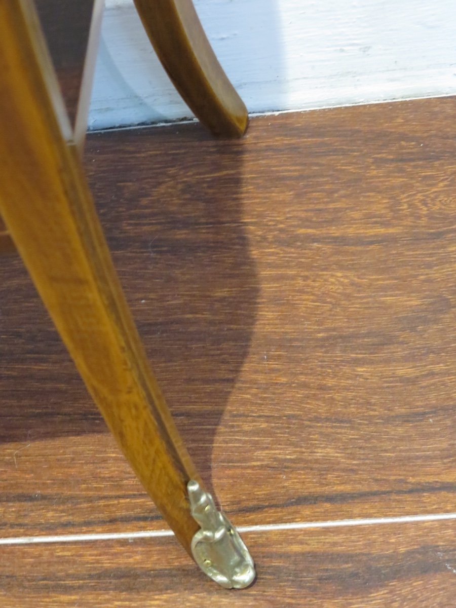 Bedside Table Or Center Cabinet, Marquetry On All Four Sides, With Three Drawers, 20th Century-photo-4