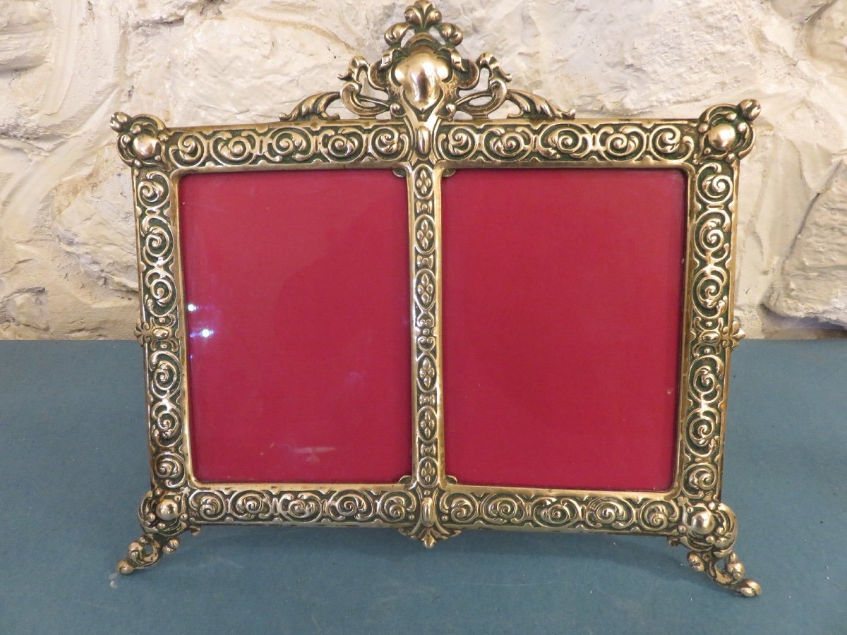 Bronze Frame Or Photo Holder, Double, To Put Down.-photo-2