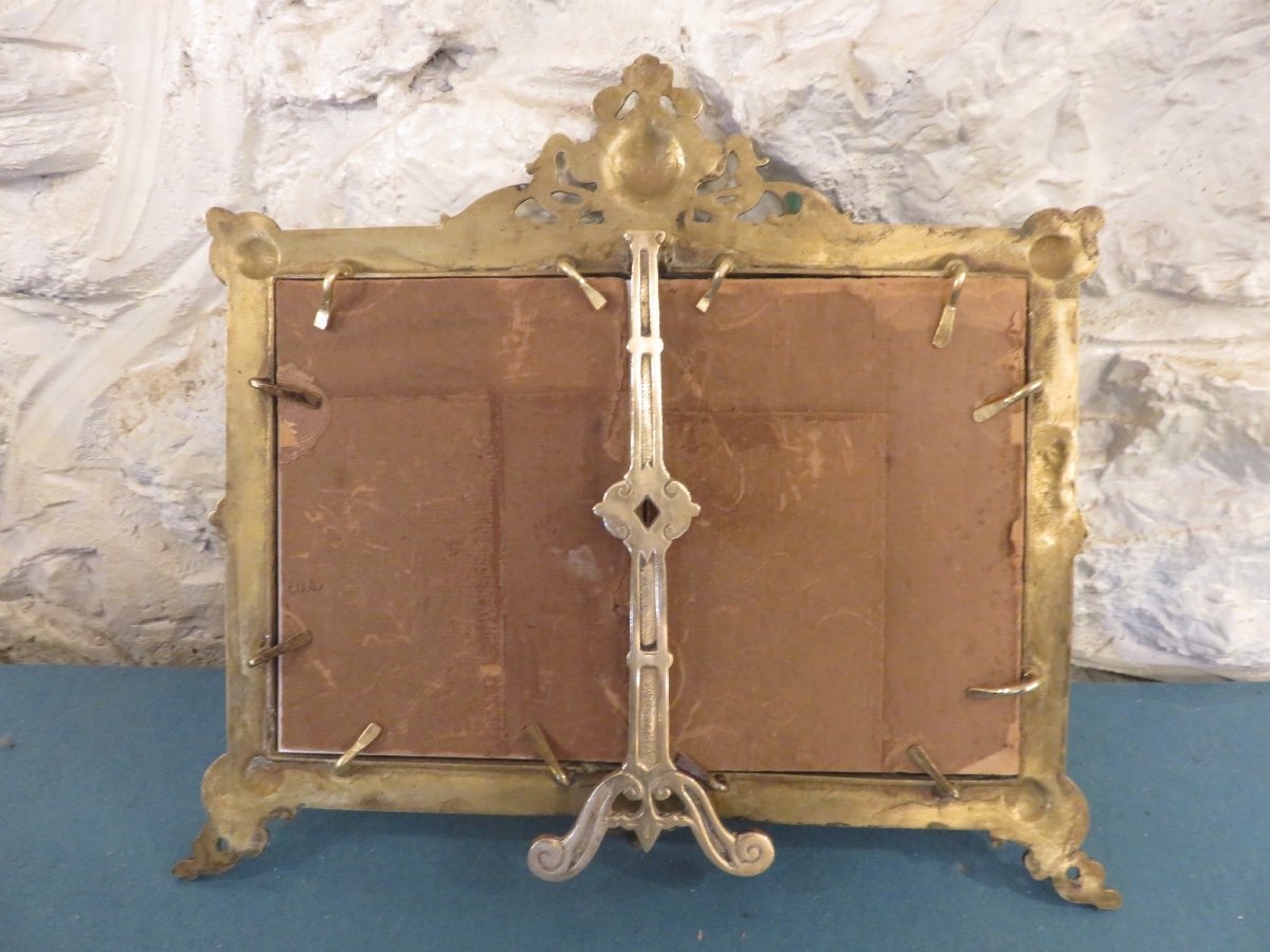 Bronze Frame Or Photo Holder, Double, To Put Down.-photo-3