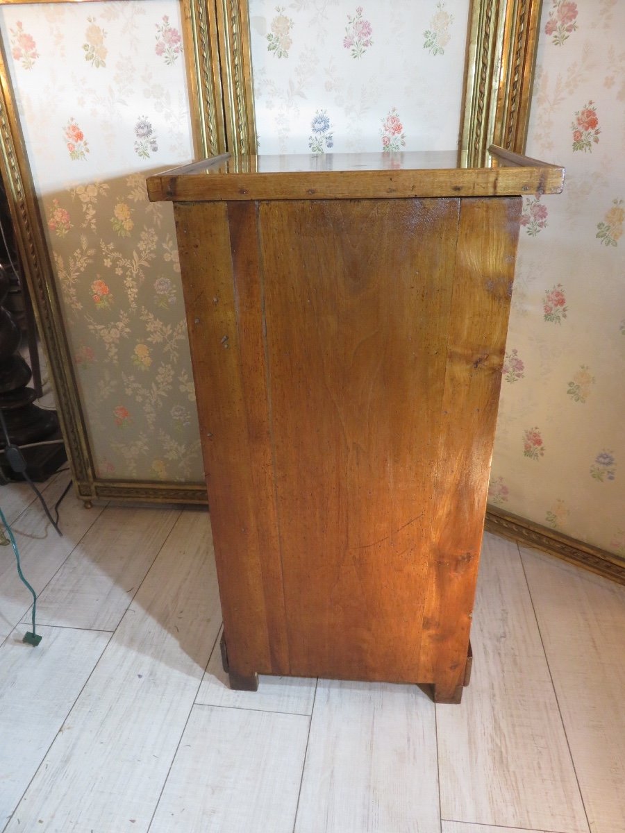 Empire Period Bedside Table Or Side Table, With Detached Columns, Two Doors, In Walnut -photo-1