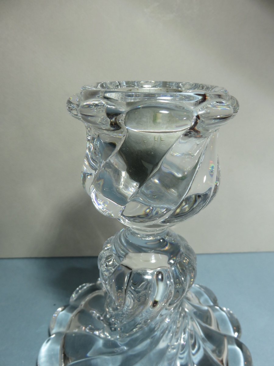 Baccarat Crystal Candle Holder, "bamboo Torse" Model-photo-2