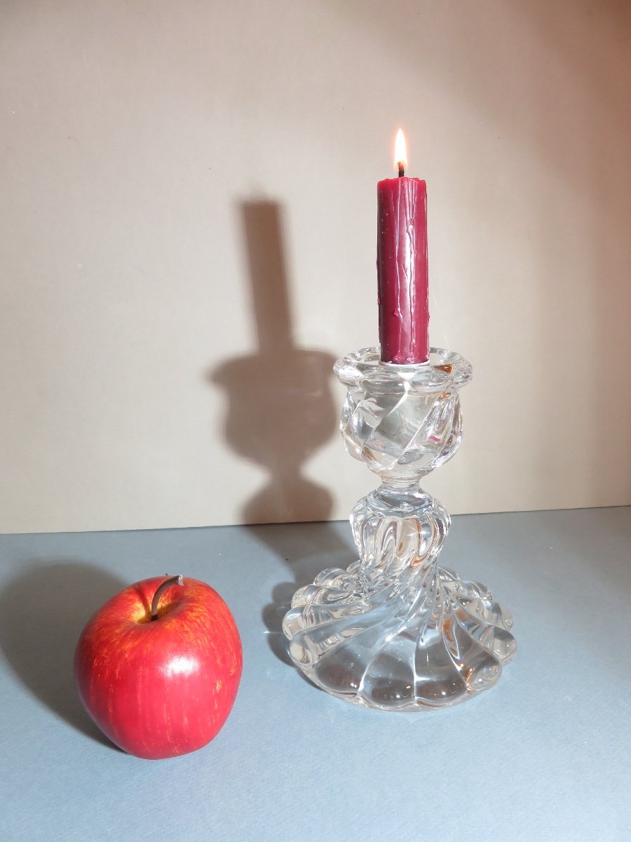 Baccarat Crystal Candle Holder, "bamboo Torse" Model-photo-4