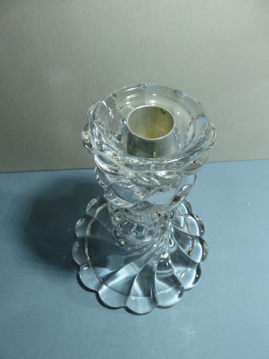 Baccarat Crystal Candle Holder, "bamboo Torse" Model-photo-1