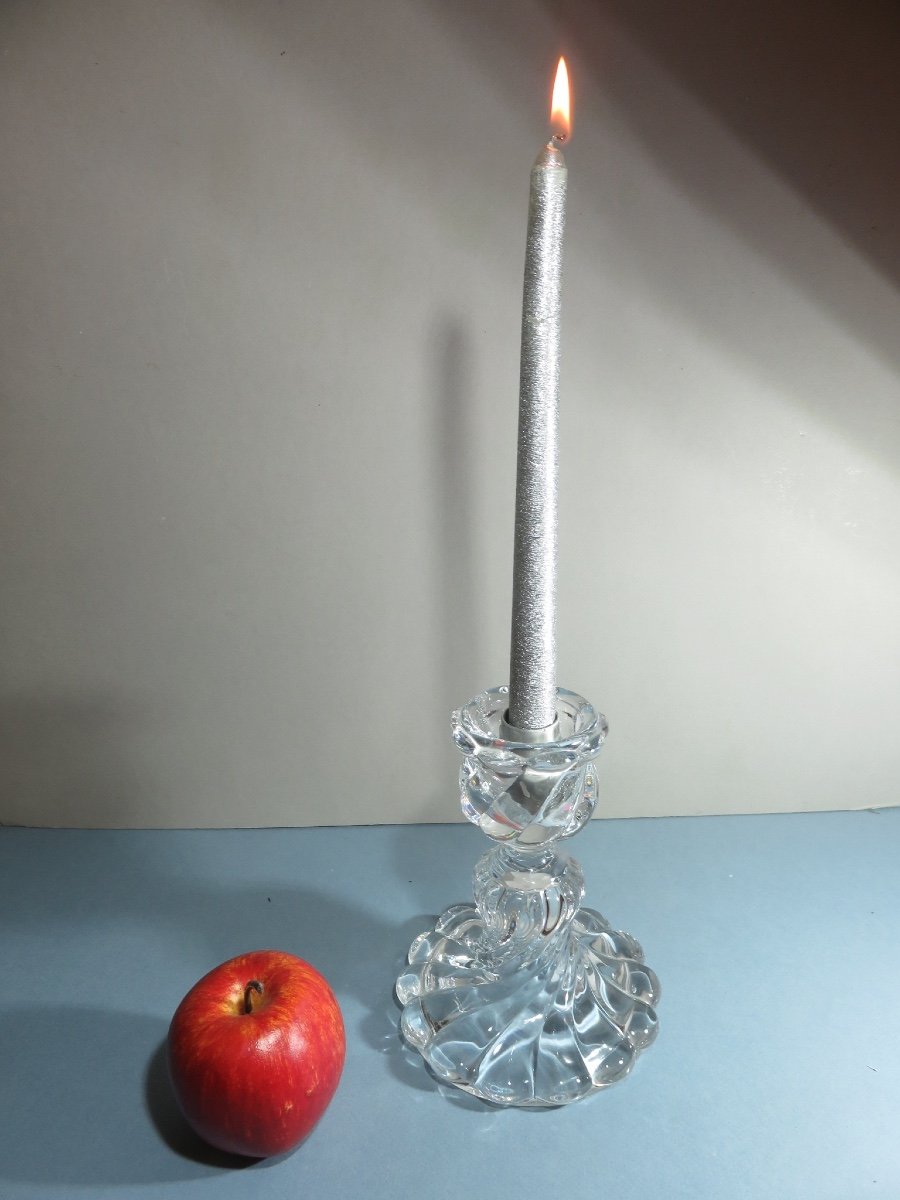 Baccarat Crystal Candle Holder, "bamboo Torse" Model-photo-2