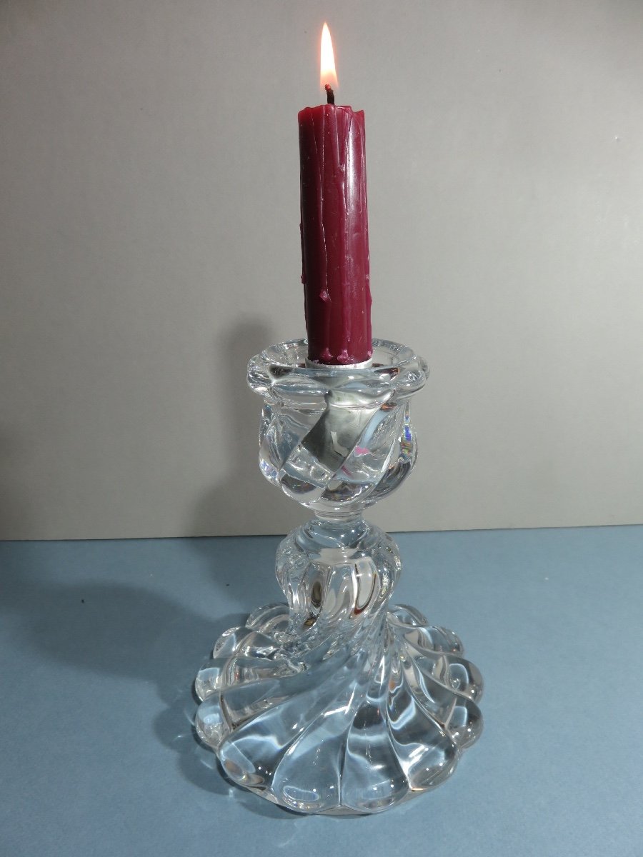 Bougeoir en cristal de Baccarat , modèle " Bambou torse "-photo-5