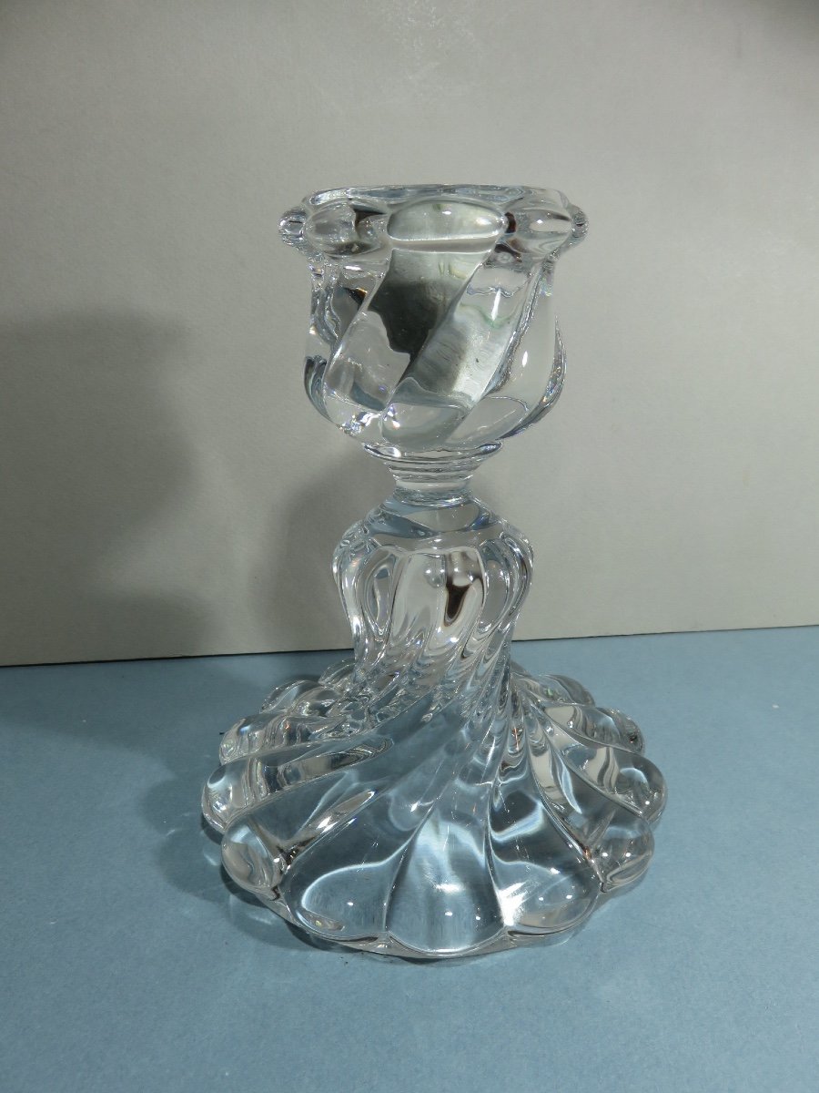 Bougeoir en cristal de Baccarat , modèle " Bambou torse "-photo-6