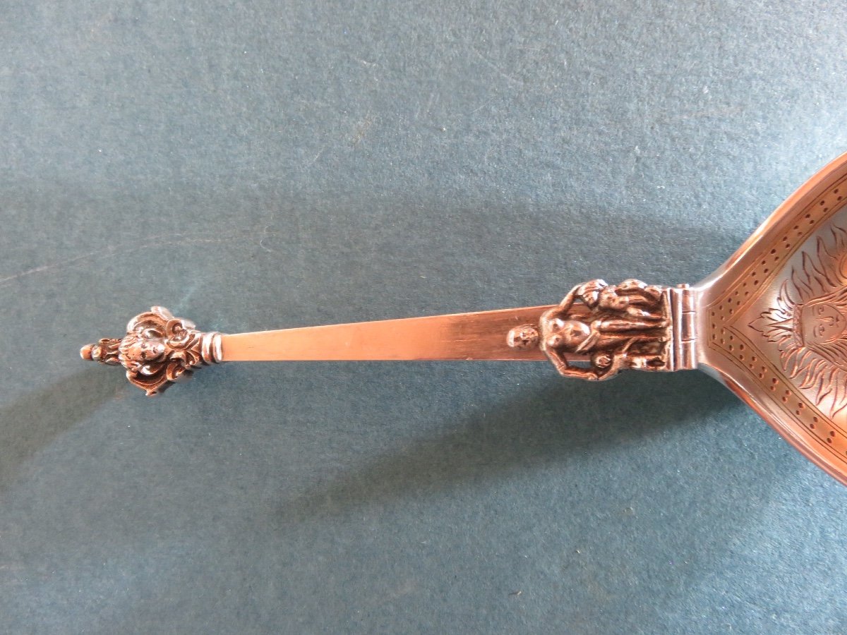 Solid Silver Folding Birth Spoon, Norwegian, In The Style Of Marius Hammer XIX -photo-3