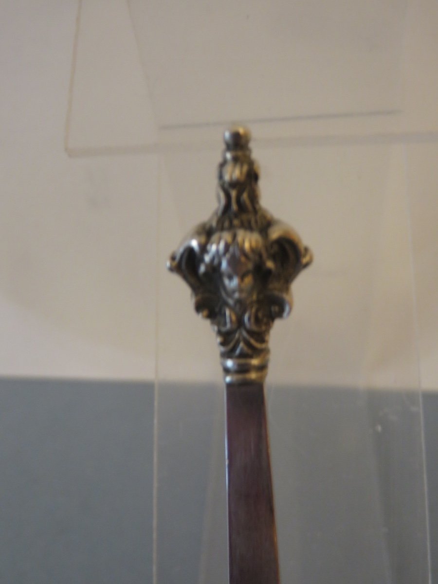 Solid Silver Folding Birth Spoon, Norwegian, In The Style Of Marius Hammer XIX -photo-4