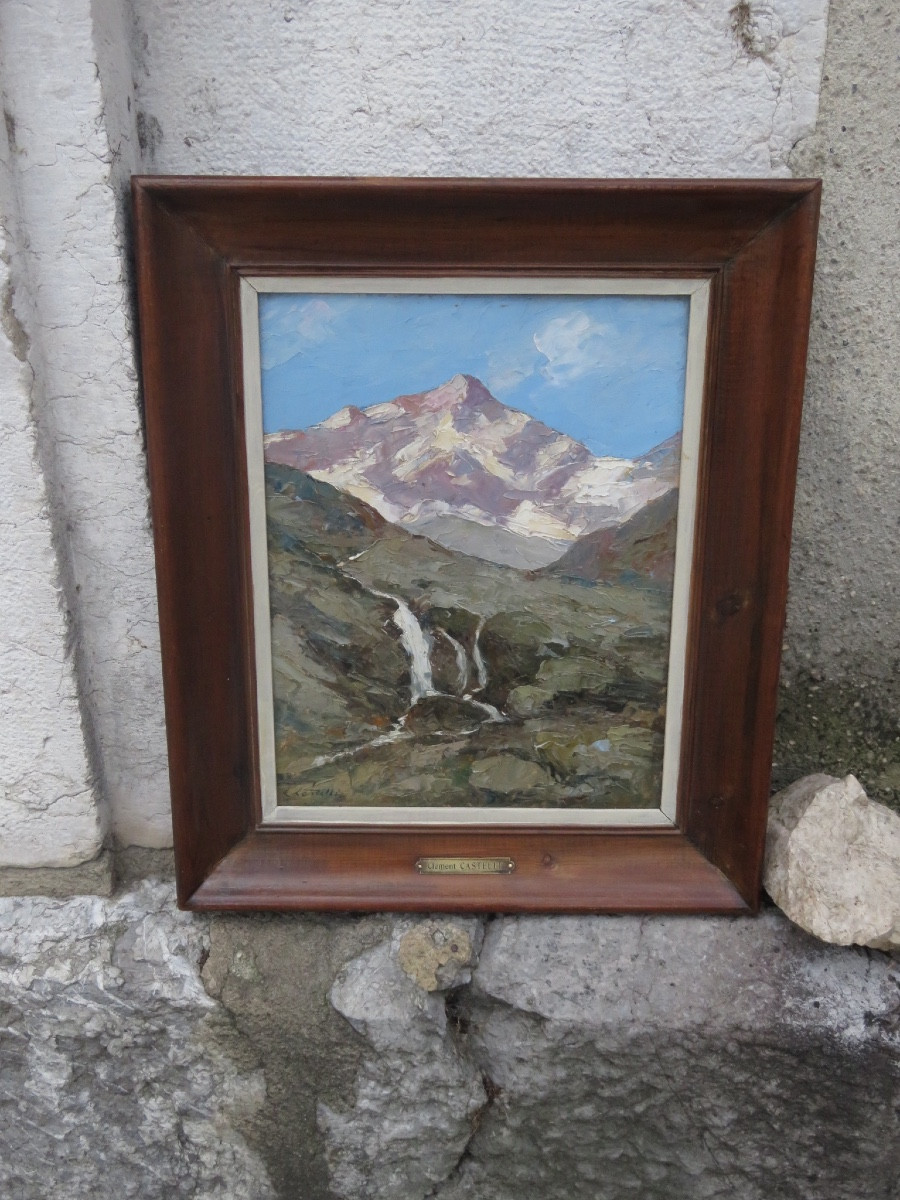 View Of The Wiesshorn And The Zermatt Glacier Signed Clément Castelli (1870-1959)-photo-3