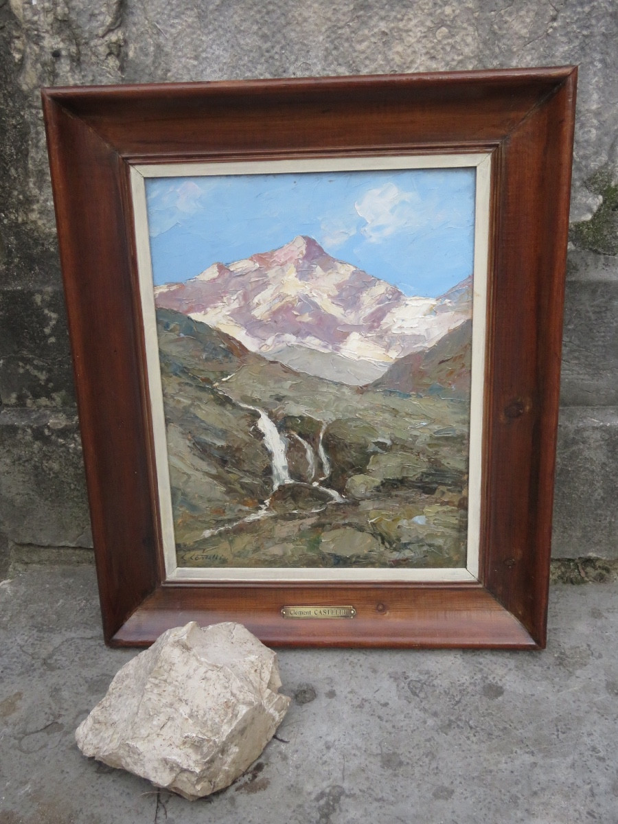 View Of The Wiesshorn And The Zermatt Glacier Signed Clément Castelli (1870-1959)-photo-5