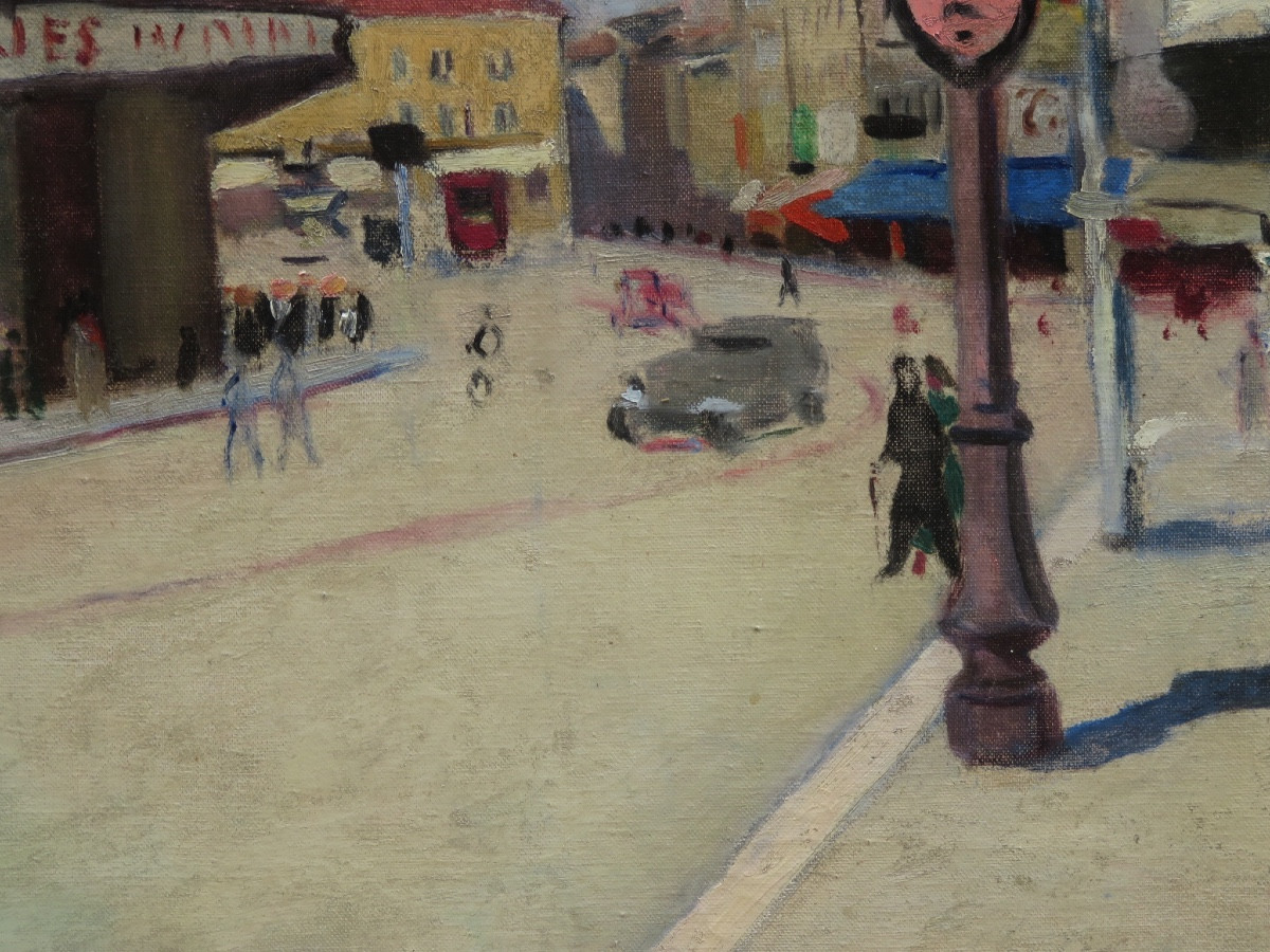 René Ruby (1908-1983): Place Grenette In Grenoble, Oil On Canvas Signed -photo-3