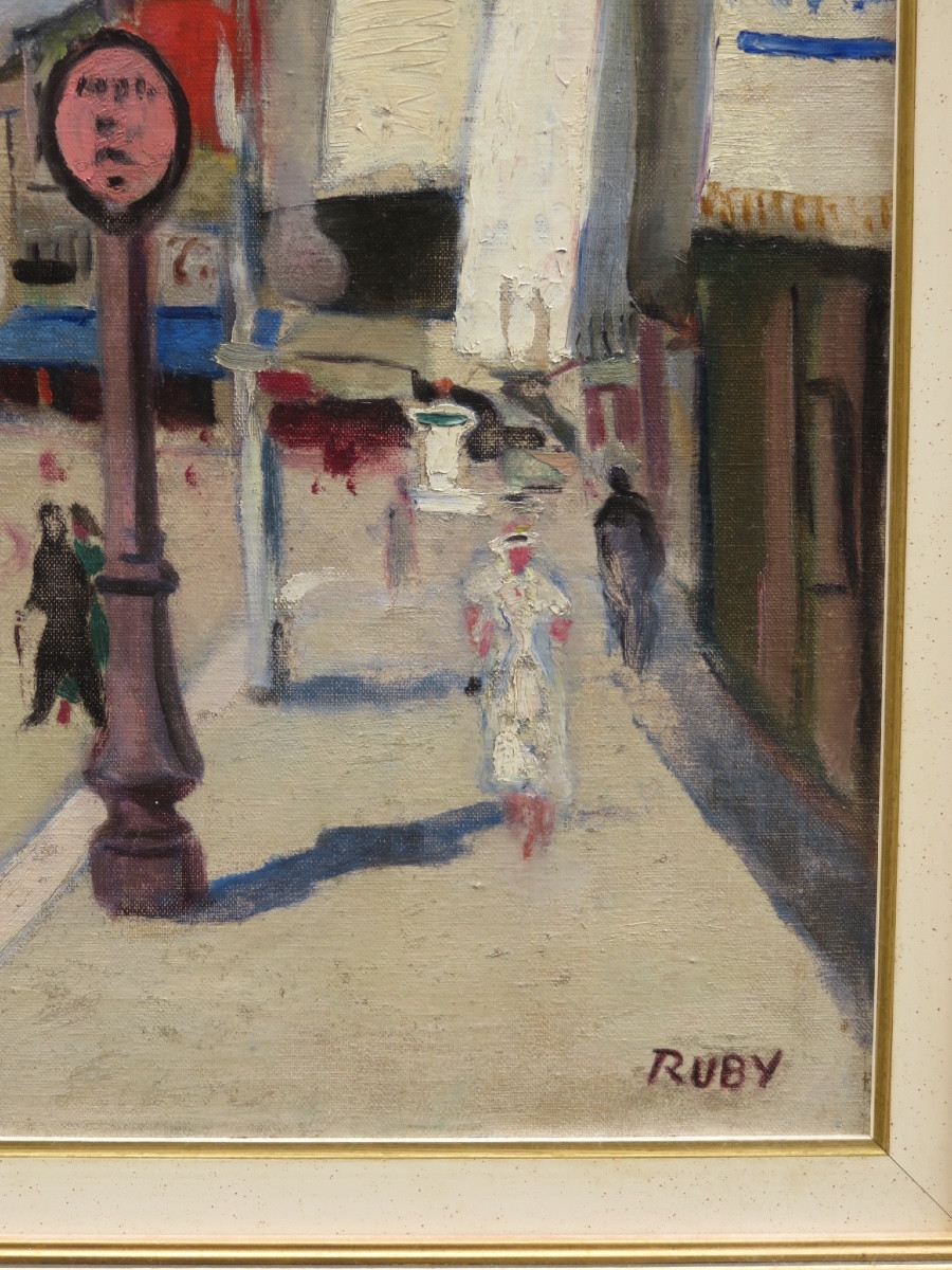 René Ruby ( 1908- 1983) : Place Grenette à Grenoble  , Huile Sur Toile Signée -photo-4