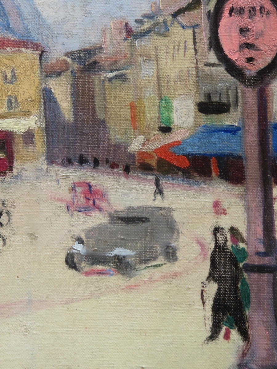 René Ruby (1908-1983): Place Grenette In Grenoble, Oil On Canvas Signed -photo-3