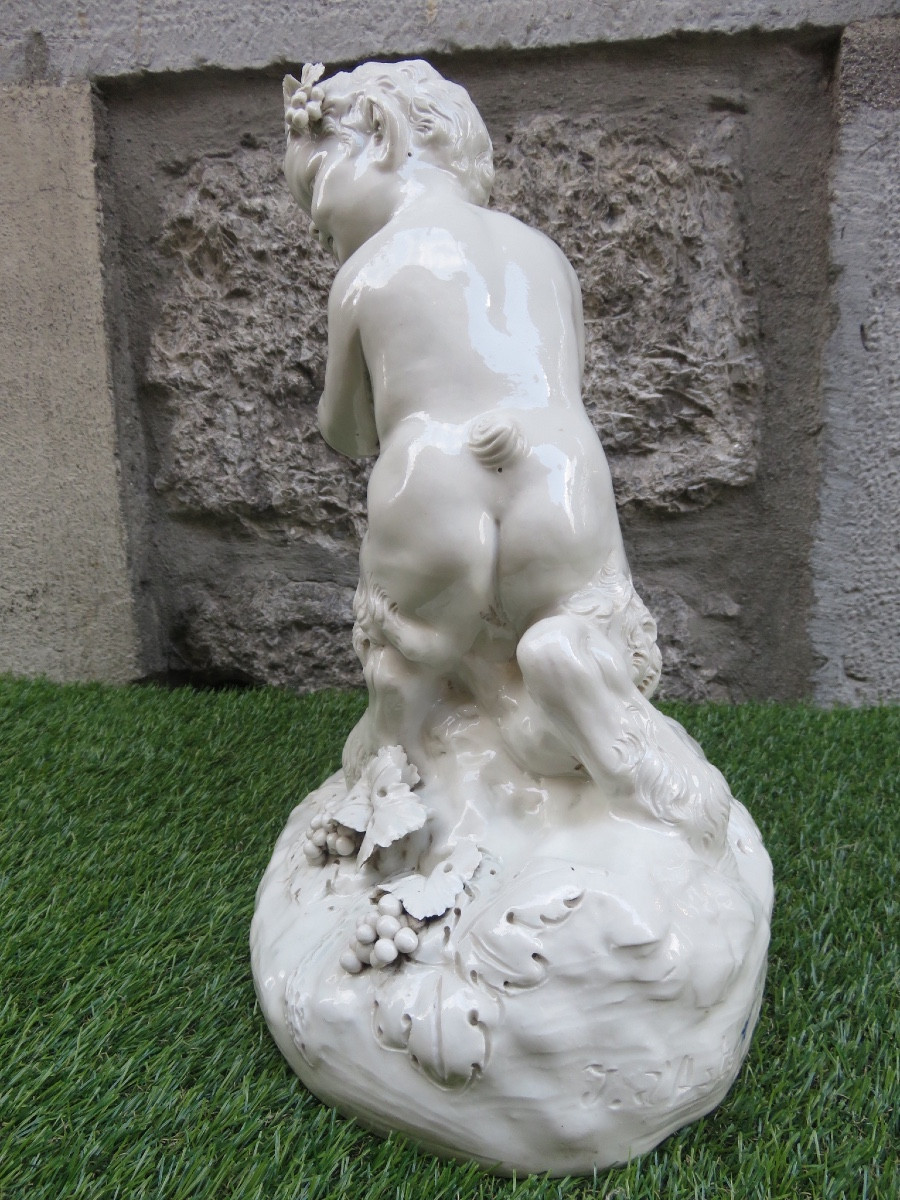 Porcelain Group  Representing A Young Satyr And A Goat ,signed Joseph d'Aste Capodimonte-photo-2