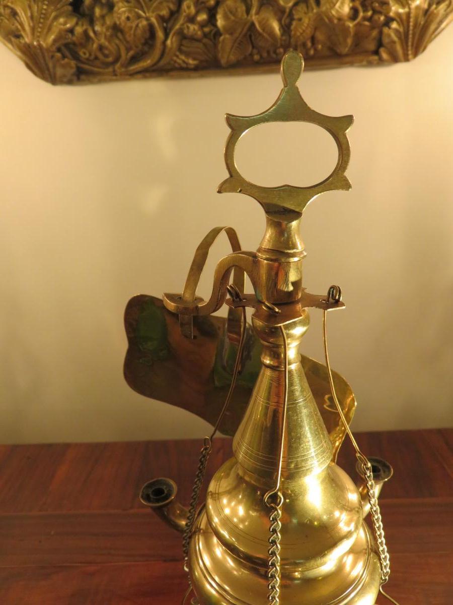 Lampe à Huile En Laiton ,dite "florentine " Début XIX ème-photo-2