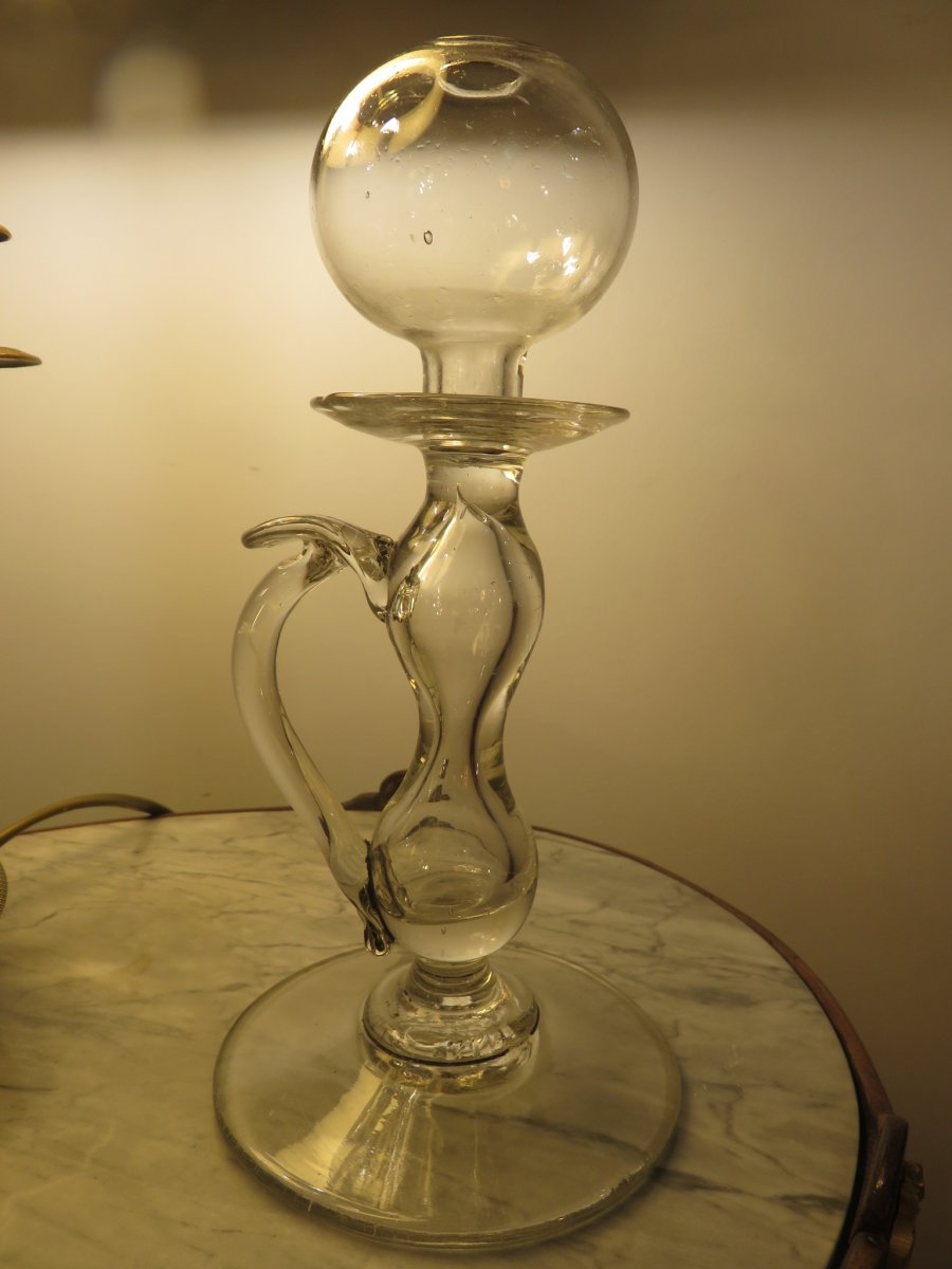 Blown Glass Oil Lamp From Lacemaker XIX-photo-3