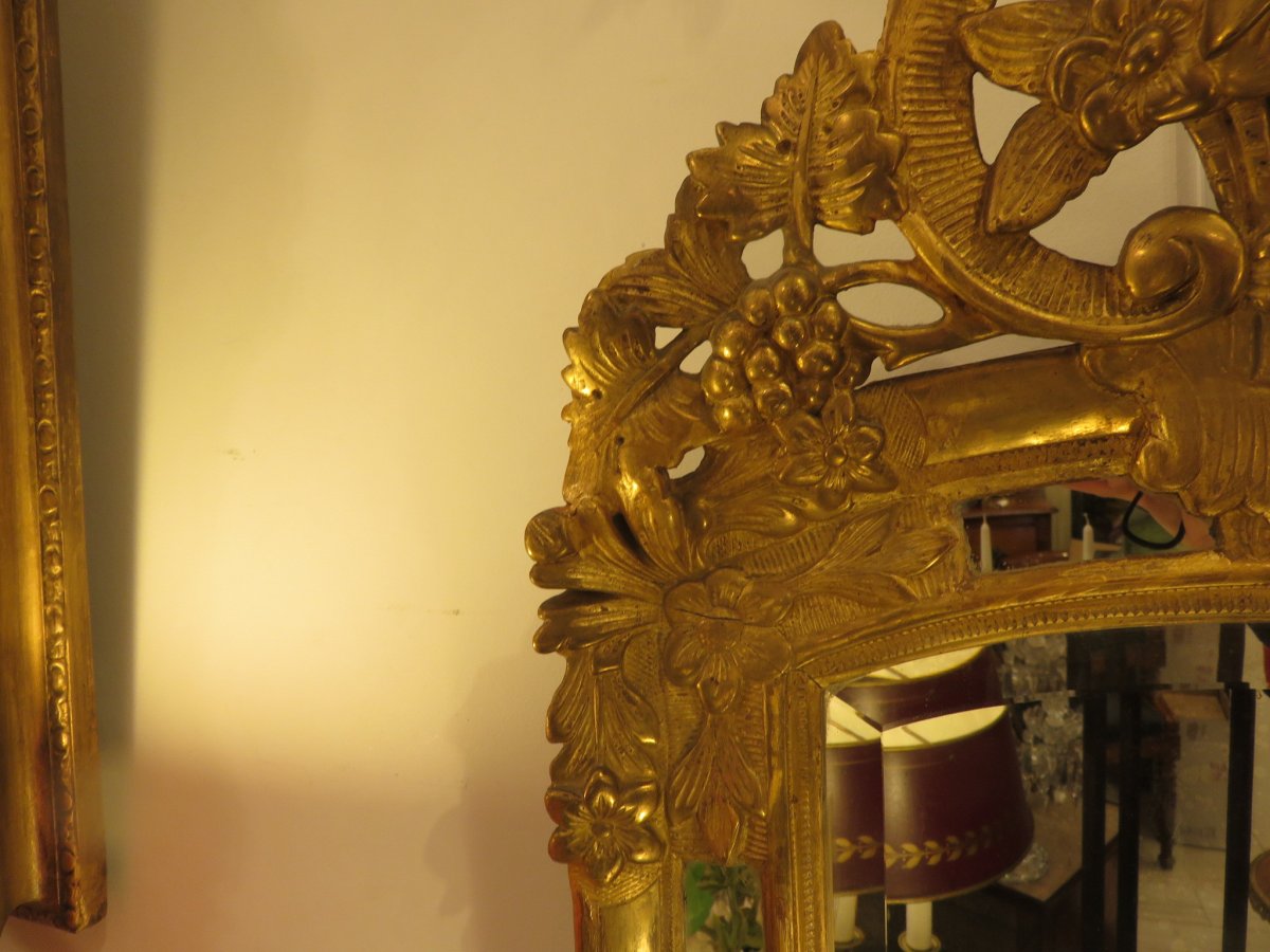 Mirror In Golden Wood With Pare Closes Louis XV Style, Early XIXth-photo-4