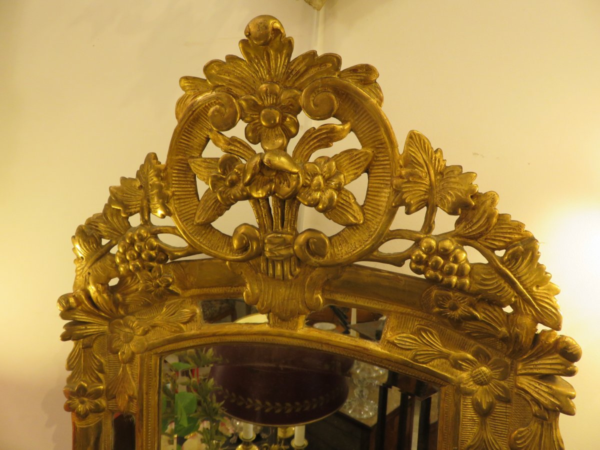 Mirror In Golden Wood With Pare Closes Louis XV Style, Early XIXth-photo-2