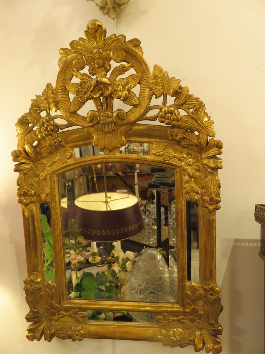 Mirror In Golden Wood With Pare Closes Louis XV Style, Early XIXth