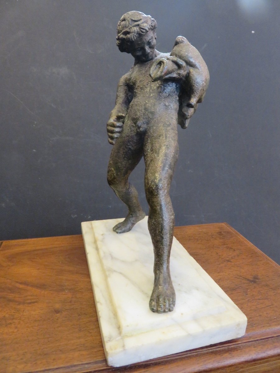 Bronze à l'Antique  : Le faune à l'outre  XIX ème-photo-4