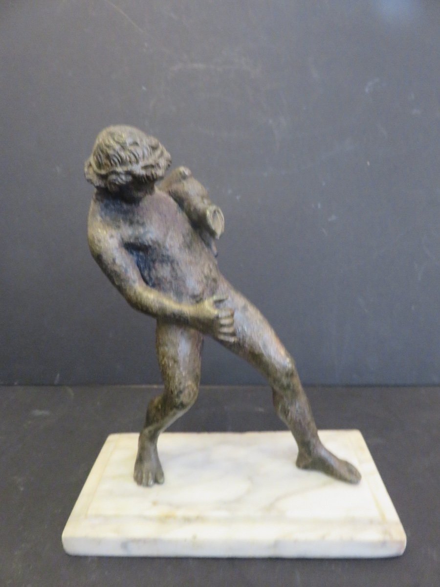 Bronze à l'Antique  : Le faune à l'outre  XIX ème-photo-4