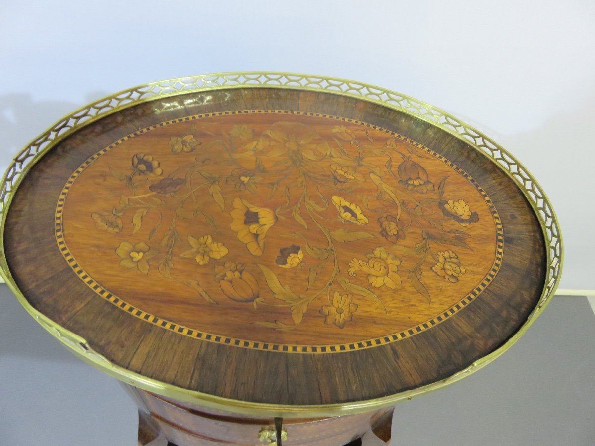 Living Room Table, Side Table Or Bedside, In Marquetry, Louis XV Transition Style, XIX-photo-3