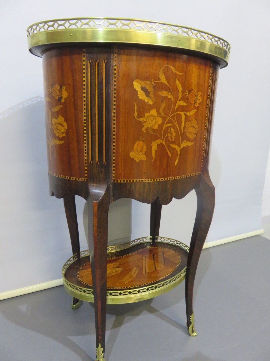 Living Room Table, Side Table Or Bedside, In Marquetry, Louis XV Transition Style, XIX-photo-3