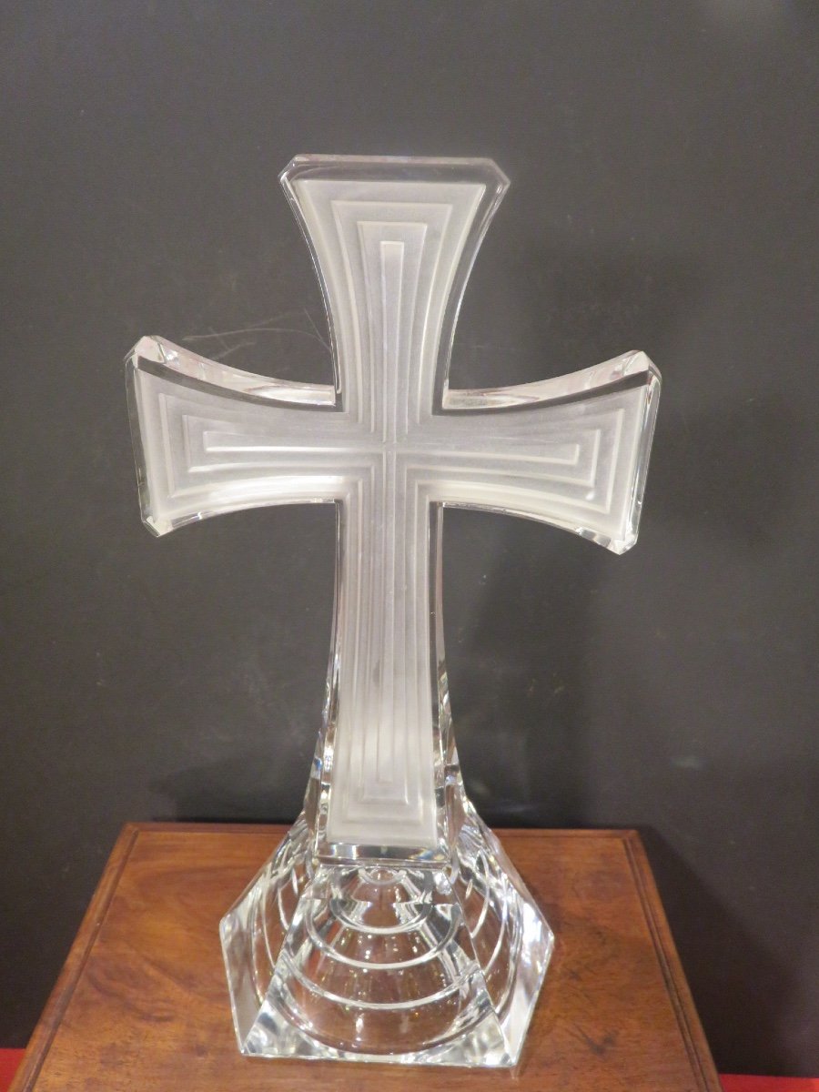 Cross To Pose (h: 30 Cm) In Cut Crystal Twentieth-photo-4