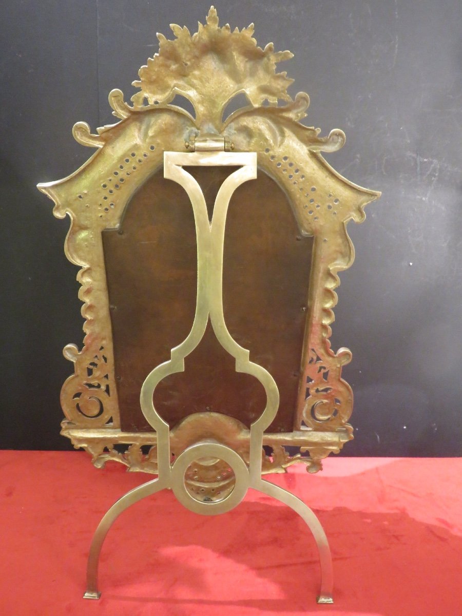 Miroir Psyché  ( Ht :60 Cm ) En Bronze Doré , Miroir Au Mercure Biseauté époque Napoléon III-photo-2