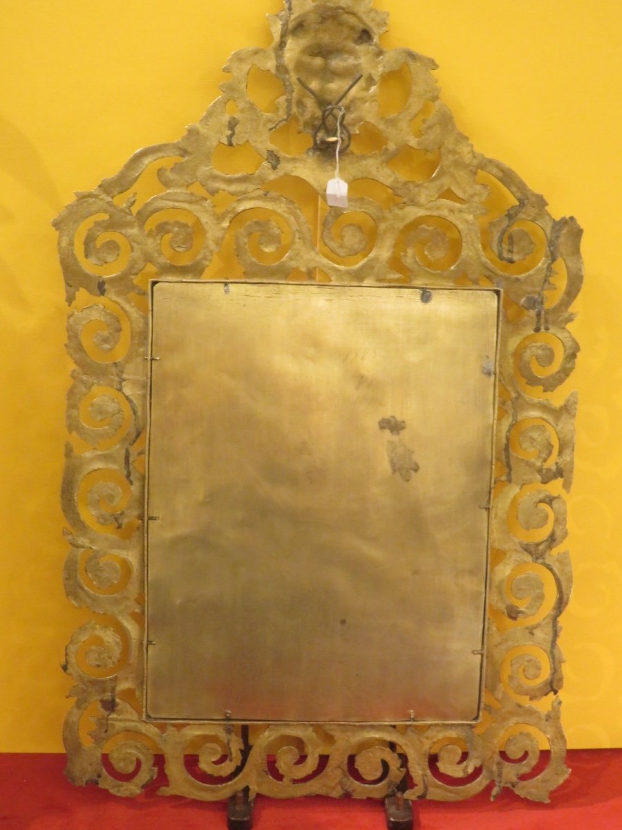 Miroir En Bronze Doré , Glace Au Mercure , Biseautée époque Napoléon III-photo-7