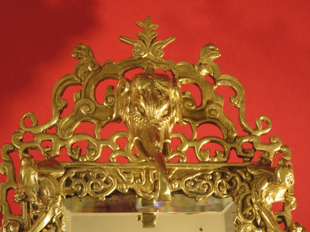 Pair Of Sconces With Beveled Mirror, In Gilt Bronze, Napoleon III Period-photo-3