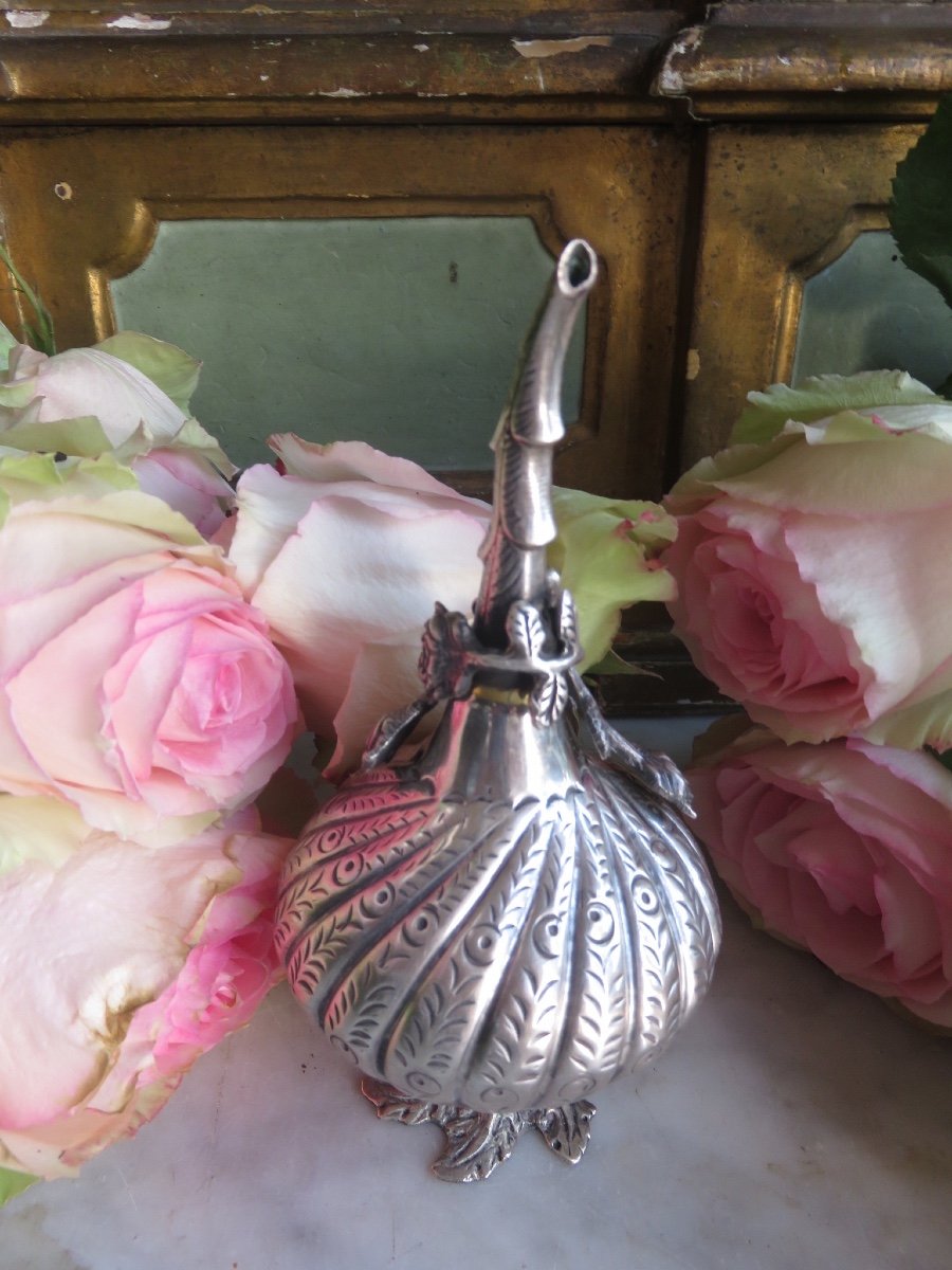 Rose Water Sprinkler, Gülabdan, In Solid Silver, Ottoman Empire XIX-photo-2