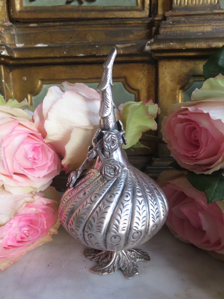 Rose Water Sprinkler, Gülabdan, In Solid Silver, Ottoman Empire XIX-photo-3