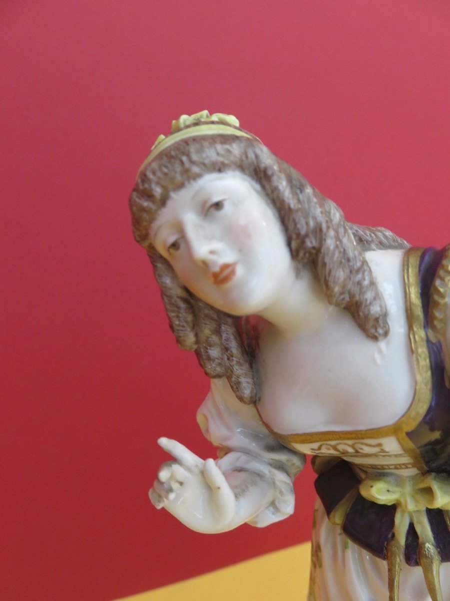 Figurine ," Roxane ", en porcelaine de Paris , polychrome , marque de M.E. Clauss (1887- 1900 )-photo-5