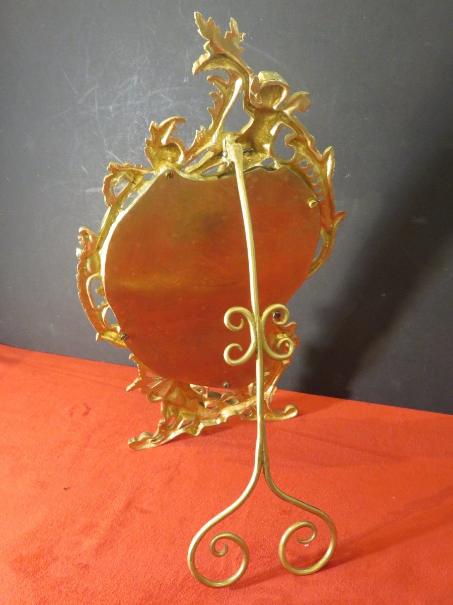 Miroir à poser en bronze doré de style Louis XV époque Napoléon III-photo-4