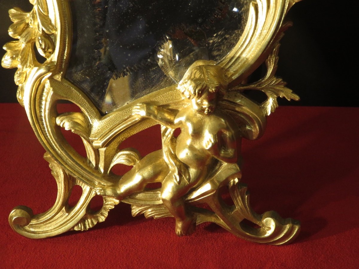 Miroir à poser en bronze doré de style Louis XV époque Napoléon III-photo-6