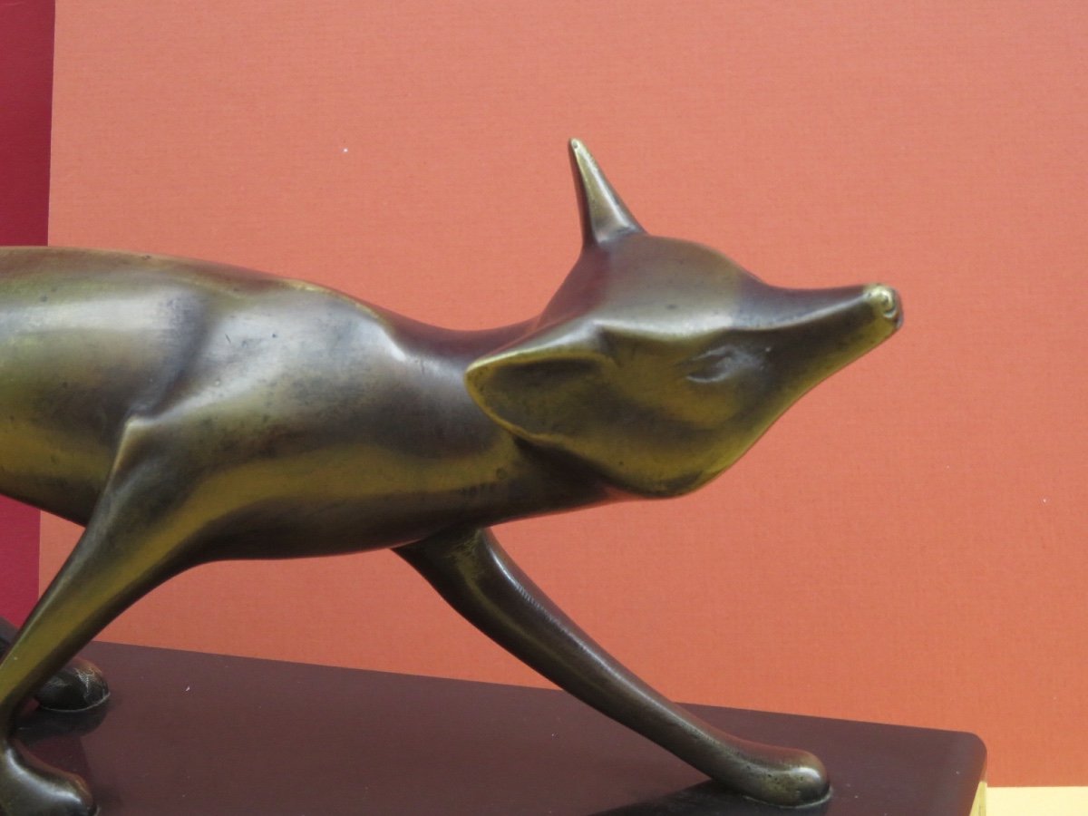 Bronze animalier Signé Michel Decoux ( 1837 - 1824 )  Renard En Chasse -photo-2