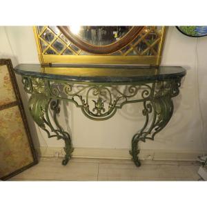 Wrought Iron Console With Double Patina 20th Century