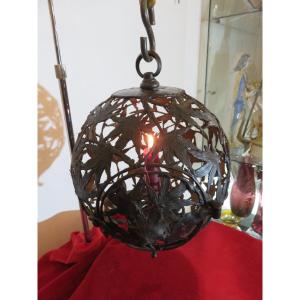 Spherical Bronze Lantern To Hang Or Place, Japan Meiji Period (1867-1912)